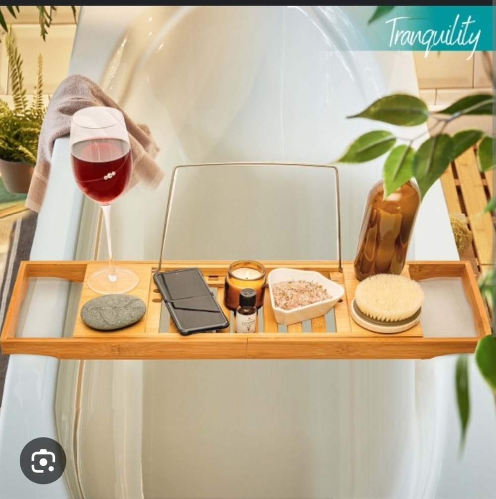 Ovente Bamboo Bathtub Caddy Nib‎
